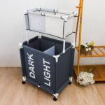Double Layer Laundry Basket With Wheels
