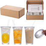4pcs Glass Straw Cup Set