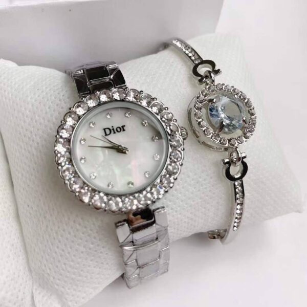 2pcs Dior Wristwatch & Bracelet Set