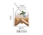 475ml Round Ball Juice Cup With Straw & Wooden Stand - Image 2