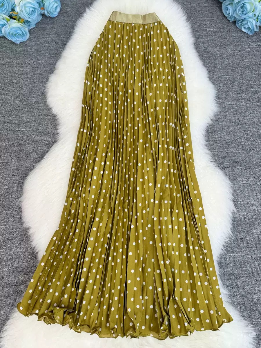 IMG_5370 95cm Pleated Polka Dot Skirt - Image 1