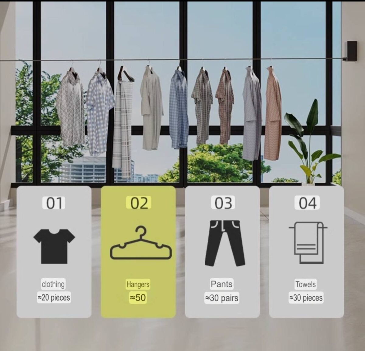 4.2m Retracting Indoor Laundry Line- White - Image 4