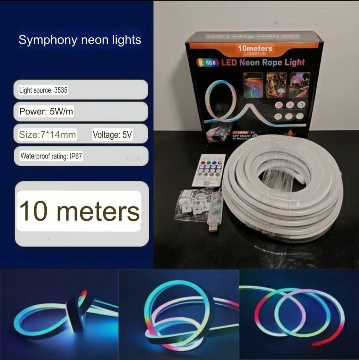 10m RGB Neon Rope Light - Image 2