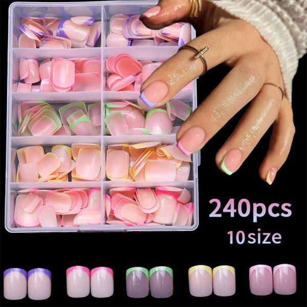 240pcs Multicolored Stick On Nails