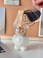 320ml Bear Glass Cup With Straw - Image 2