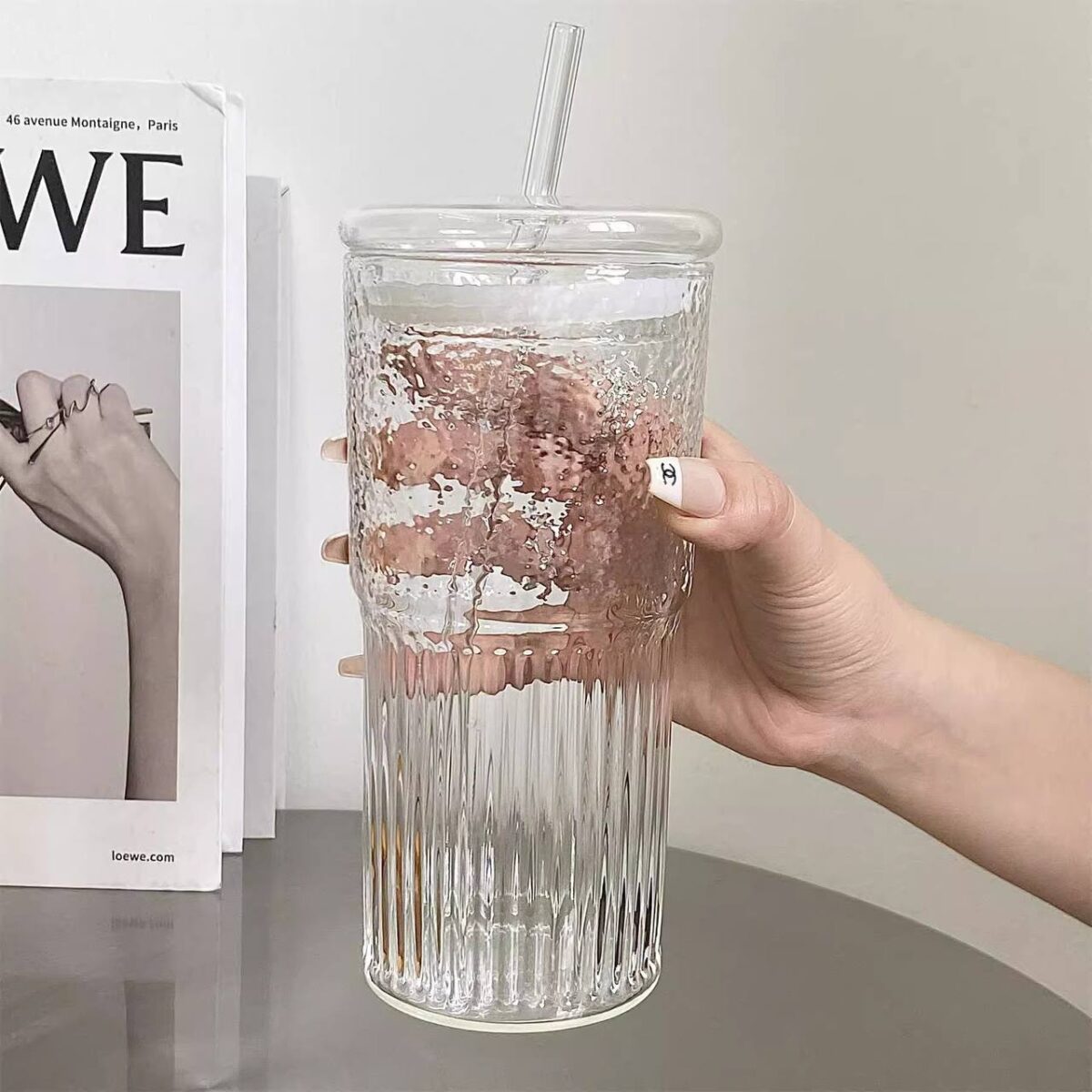 600ml Glass Straw Cup - Image 3