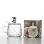 400ml Glass Cup With Bear Lid & Spoon - Image 2