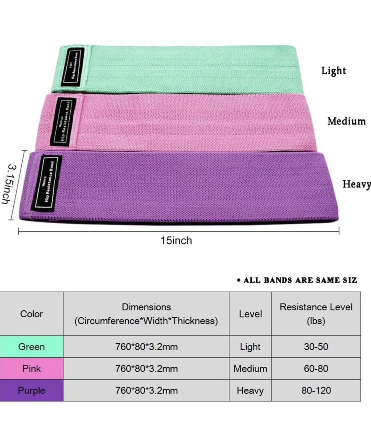 3pcs Hip Resistance Bands Set - Image 6