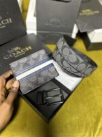 Coach Leather Wallet & Belt Gift Set