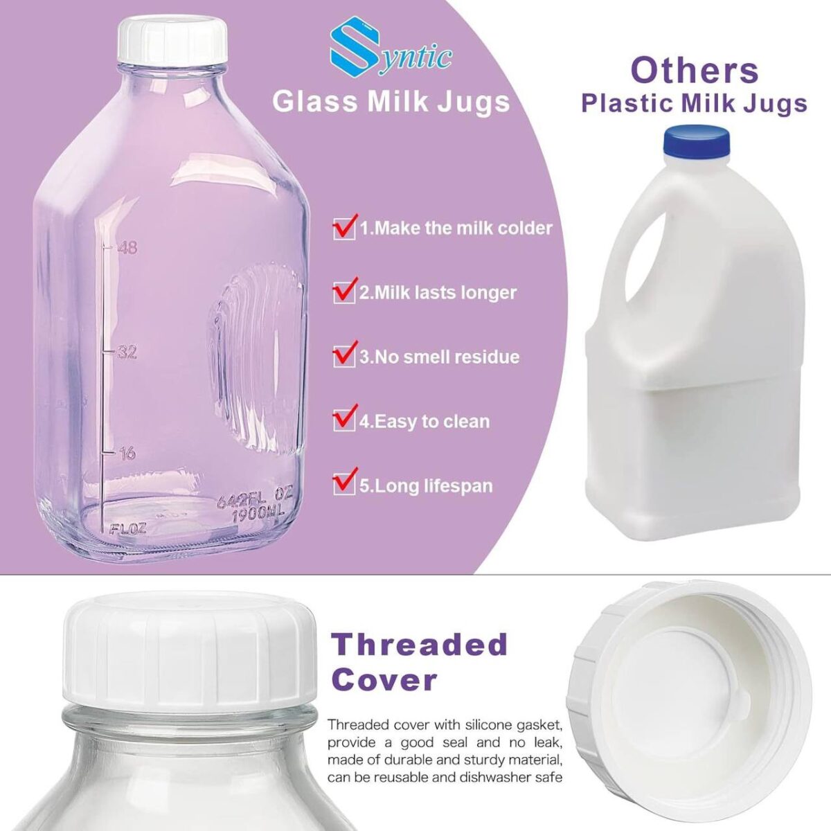 2L Scale Glass Milk/Juice Bottle with Handle & Spout - Image 5