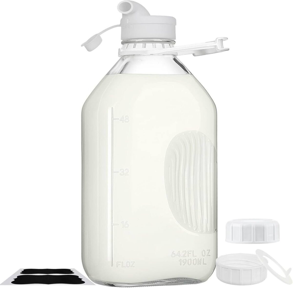2L Scale Glass Milk/Juice Bottle with Handle & Spout - Image 6