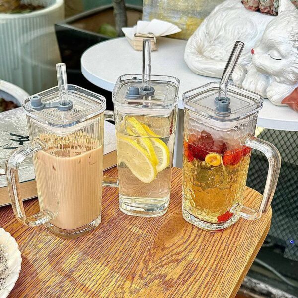 400ml Cute Glass Straw Cup