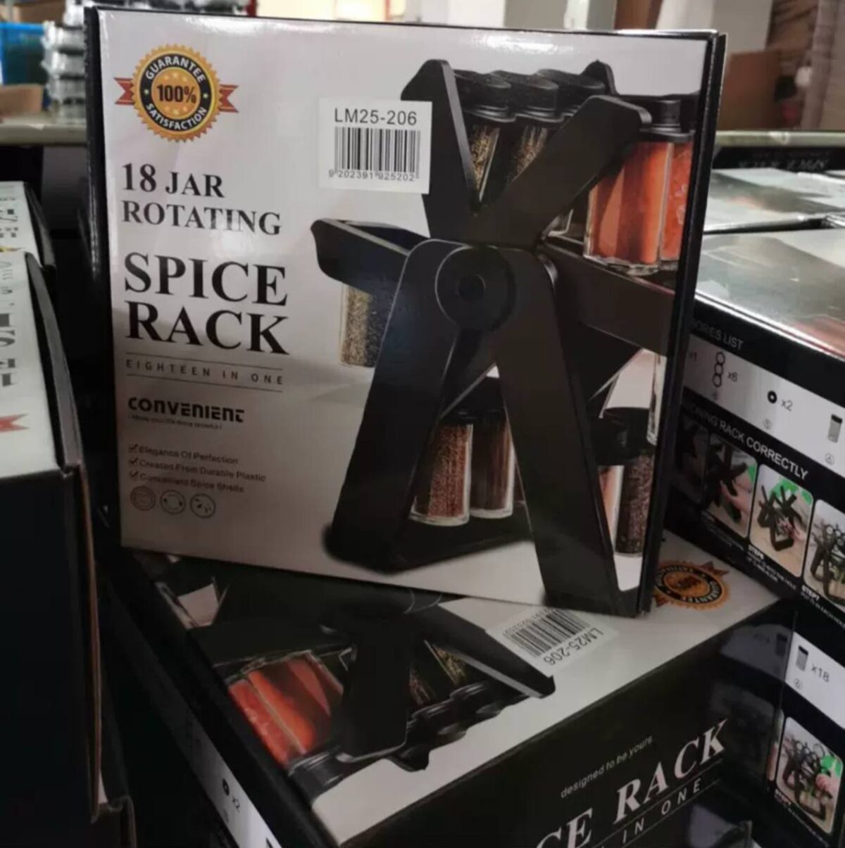 18 Jar Rotating Spice Rack With Labels, Marker & Funnel - Image 3