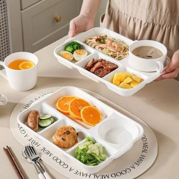 Ceramic Food Portioning Partition Plate With Amphorae Bowl