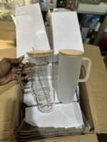 40oz Sublimation Borosilicate Glass Tumbler With Bamboo Lid & Straw - Image 3