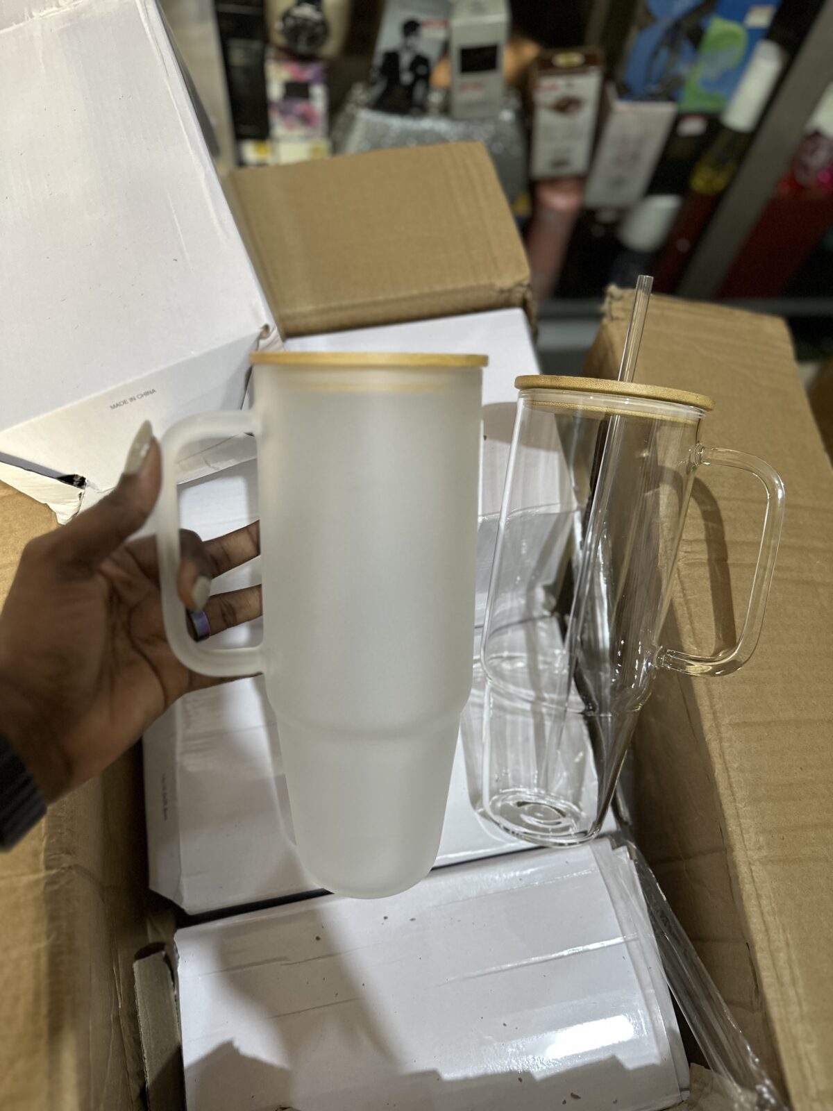 40oz Sublimation Borosilicate Glass Tumbler With Bamboo Lid & Straw - Image 4