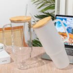 40oz Sublimation Borosilicate Glass Tumbler With Bamboo Lid & Straw