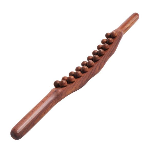 Wooden Gua Sha Massage Stick With 20 Beads